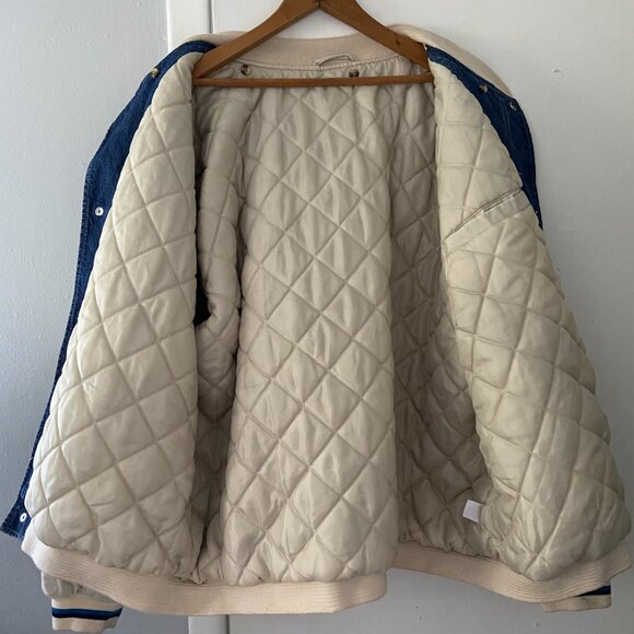 Vintage Disney Winnie The Pooh EEYORE Denim Button Quilted Varsity Jacket XL - Picture 10 of 10